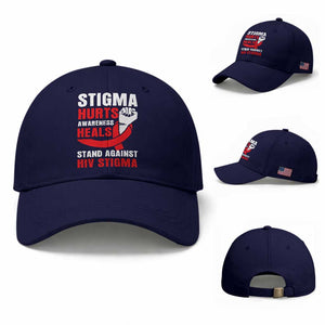 Stigma Hurts Awareness Heals Baseball Cap HIV Awareness Red Ribbon Support Gift TS12 Baseball Cap Universal Fit Dark Blue Print Your Wear