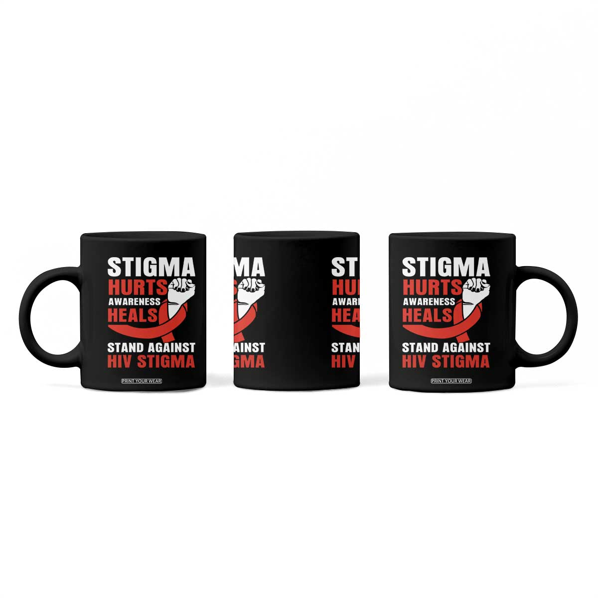 Stigma Hurts Awareness Heals Coffee Mug HIV Awareness Red Ribbon Support Gift TS12 Print Your Wear