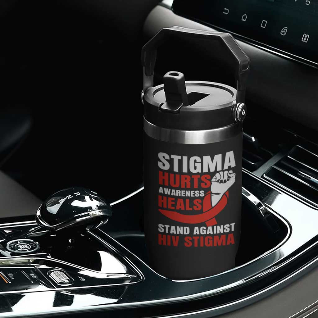 Stigma Hurts Awareness Heals Flip Straw Tumbler HIV Awareness Red Ribbon Support Gift TS12 Print Your Wear