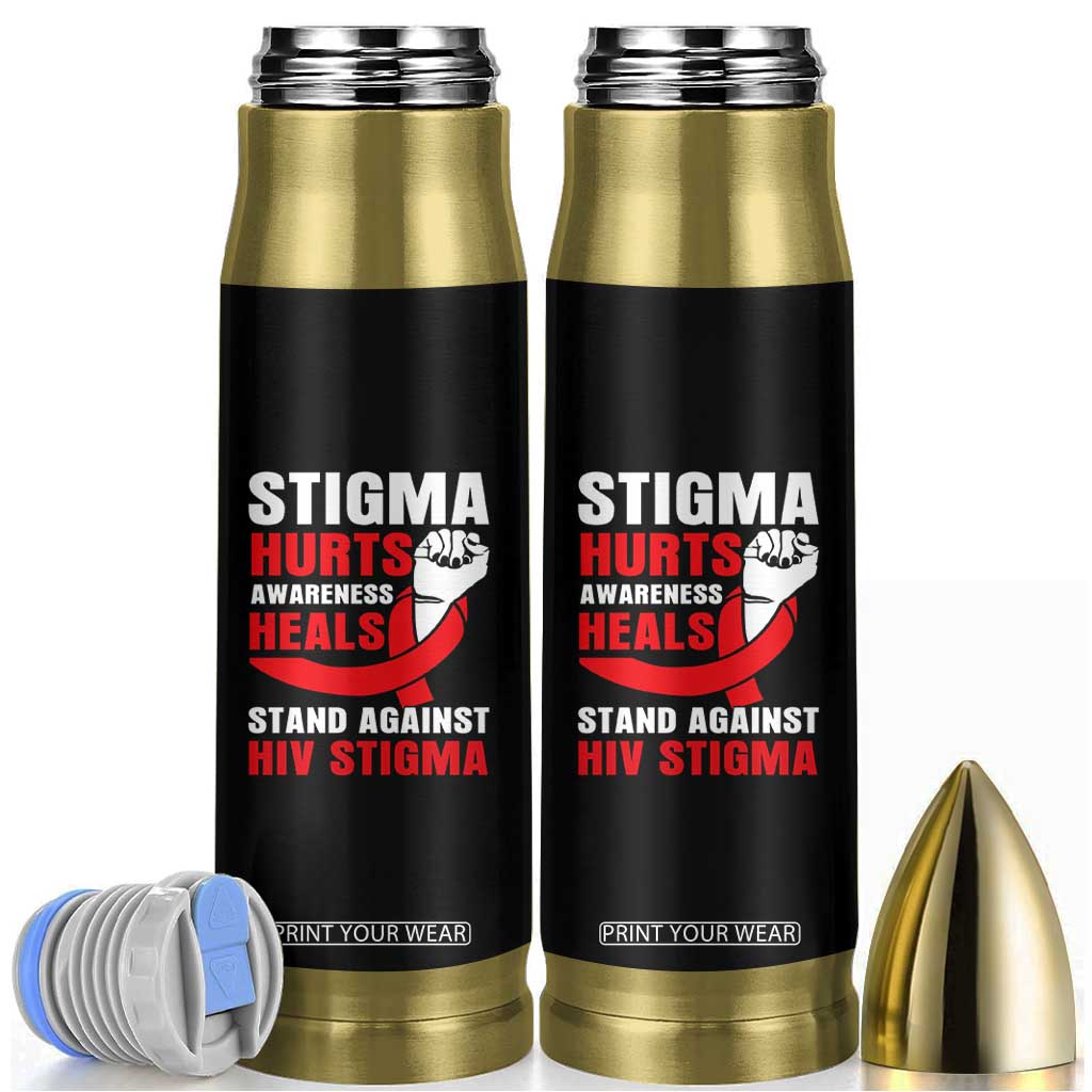 Stigma Hurts Awareness Heals Bullet Tumbler HIV Awareness Red Ribbon Support Gift TS12 Black Print Your Wear