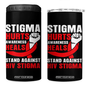Stigma Hurts Awareness Heals 4 in 1 Can Cooler Tumbler HIV Awareness Red Ribbon Support Gift TS12 One Size: 16 oz Black Print Your Wear
