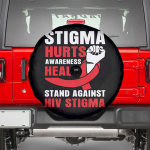 Stigma Hurts Awareness Heals Spare Tire Cover HIV Awareness Red Ribbon Support Gift TS12 Black Print Your Wear