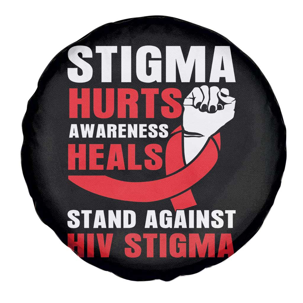 Stigma Hurts Awareness Heals Spare Tire Cover HIV Awareness Red Ribbon Support Gift TS12 Print Your Wear