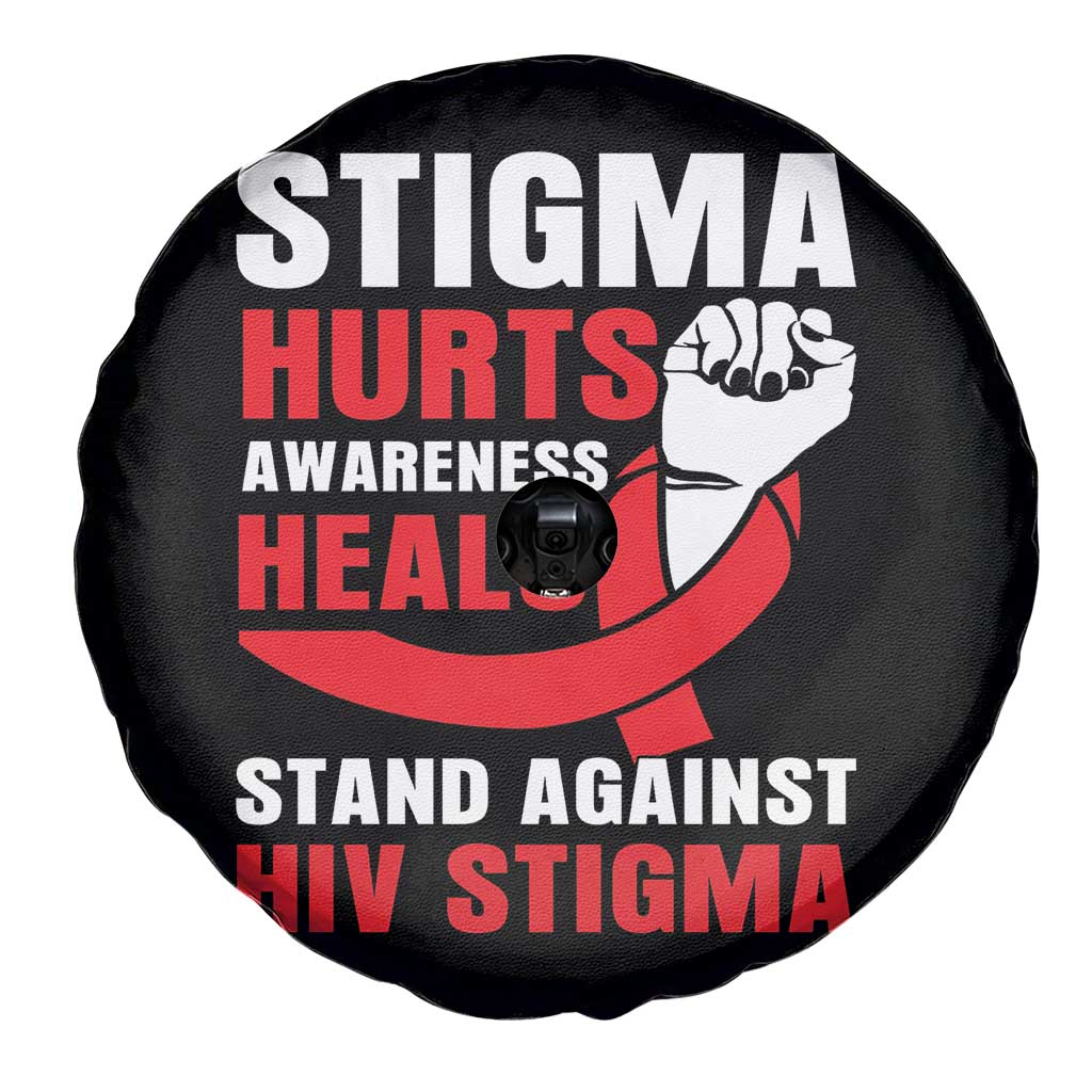 Stigma Hurts Awareness Heals Spare Tire Cover HIV Awareness Red Ribbon Support Gift TS12 Print Your Wear