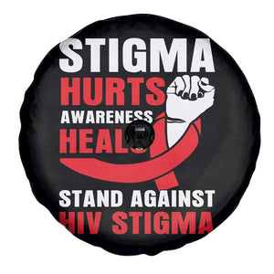 Stigma Hurts Awareness Heals Spare Tire Cover HIV Awareness Red Ribbon Support Gift TS12 Print Your Wear