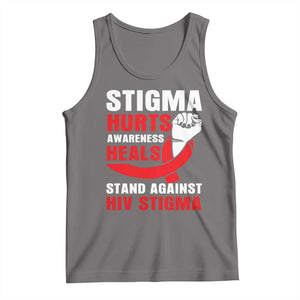 Stigma Hurts Awareness Heals Tank Top HIV Awareness Red Ribbon Support Gift TS12 Deep Heather Print Your Wear