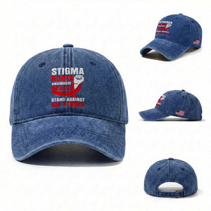 Stigma Hurts Awareness Heals Washed Cotton Baseball Cap HIV Awareness Red Ribbon Support Gift TS12 Washed Cap Universal Fit Royal Blue Print Your Wear