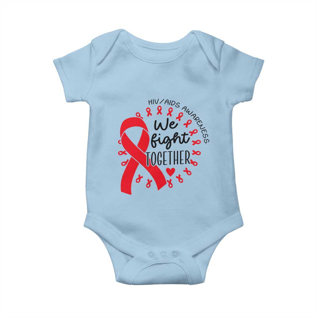 HIV Awareness Red Ribbon Support Gift Baby Onesie We Fight Together TS12 Light Blue Print Your Wear