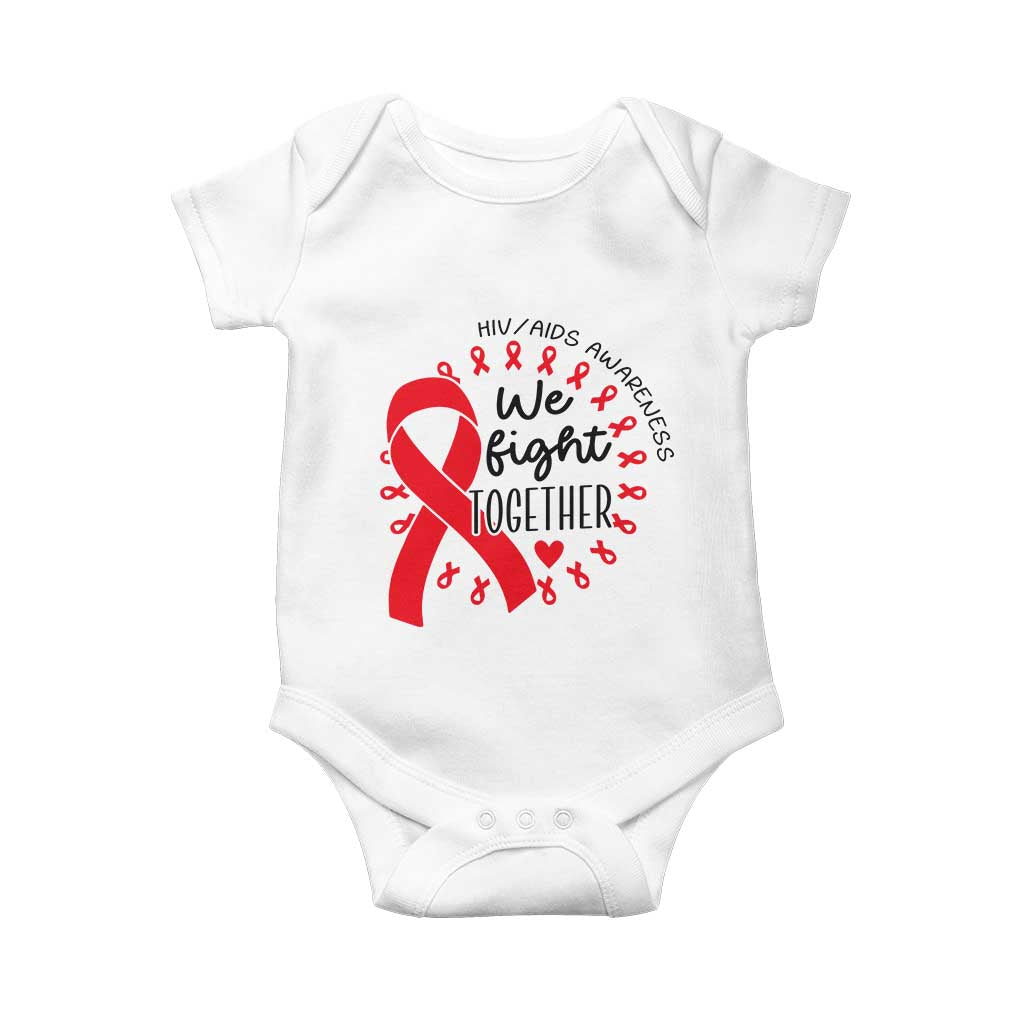 HIV Awareness Red Ribbon Support Gift Baby Onesie We Fight Together TS12 White Print Your Wear