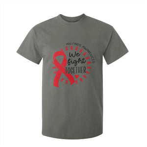 HIV Awareness Red Ribbon Support Gift T Shirt For Kid We Fight Together TS12 Military Green Print Your Wear