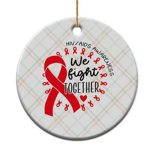 HIV Awareness Red Ribbon Support Gift Ceramic Ornament We Fight Together TS12 1pc Christmas Plaid Print Your Wear
