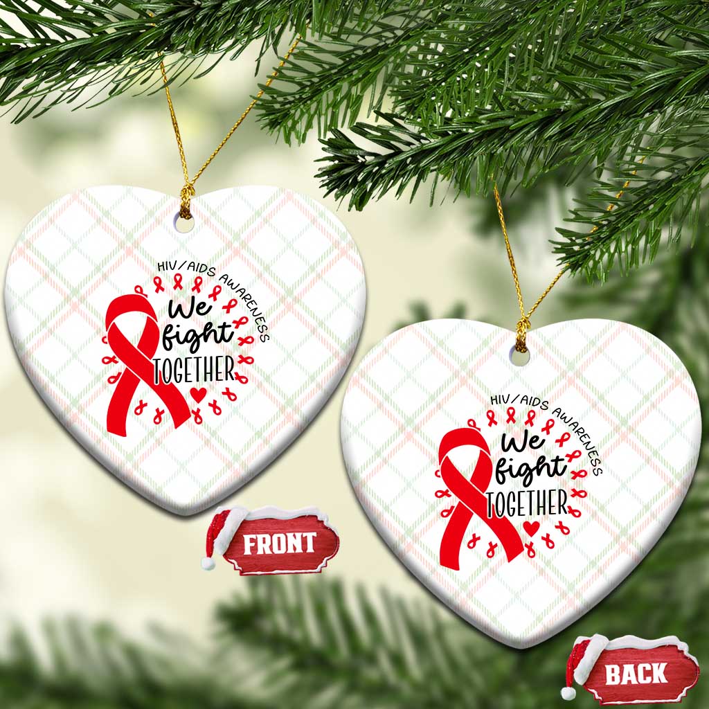 HIV Awareness Red Ribbon Support Gift Ceramic Ornament We Fight Together TS12 Print Your Wear