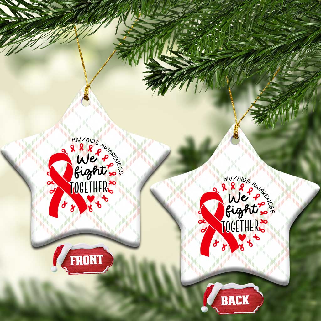 HIV Awareness Red Ribbon Support Gift Ceramic Ornament We Fight Together TS12 Print Your Wear