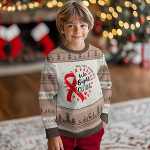 HIV Awareness Red Ribbon Support Gift Ugly Christmas Sweater We Fight Together TS12 Mocha Mousse Print Your Wear