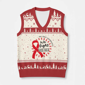 HIV Awareness Red Ribbon Support Gift V-Neck Knit Sweater Vest We Fight Together TS12 Beige Red Print Your Wear