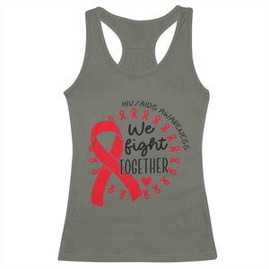 HIV Awareness Red Ribbon Support Gift Racerback Tank Top We Fight Together - Print Your Wear