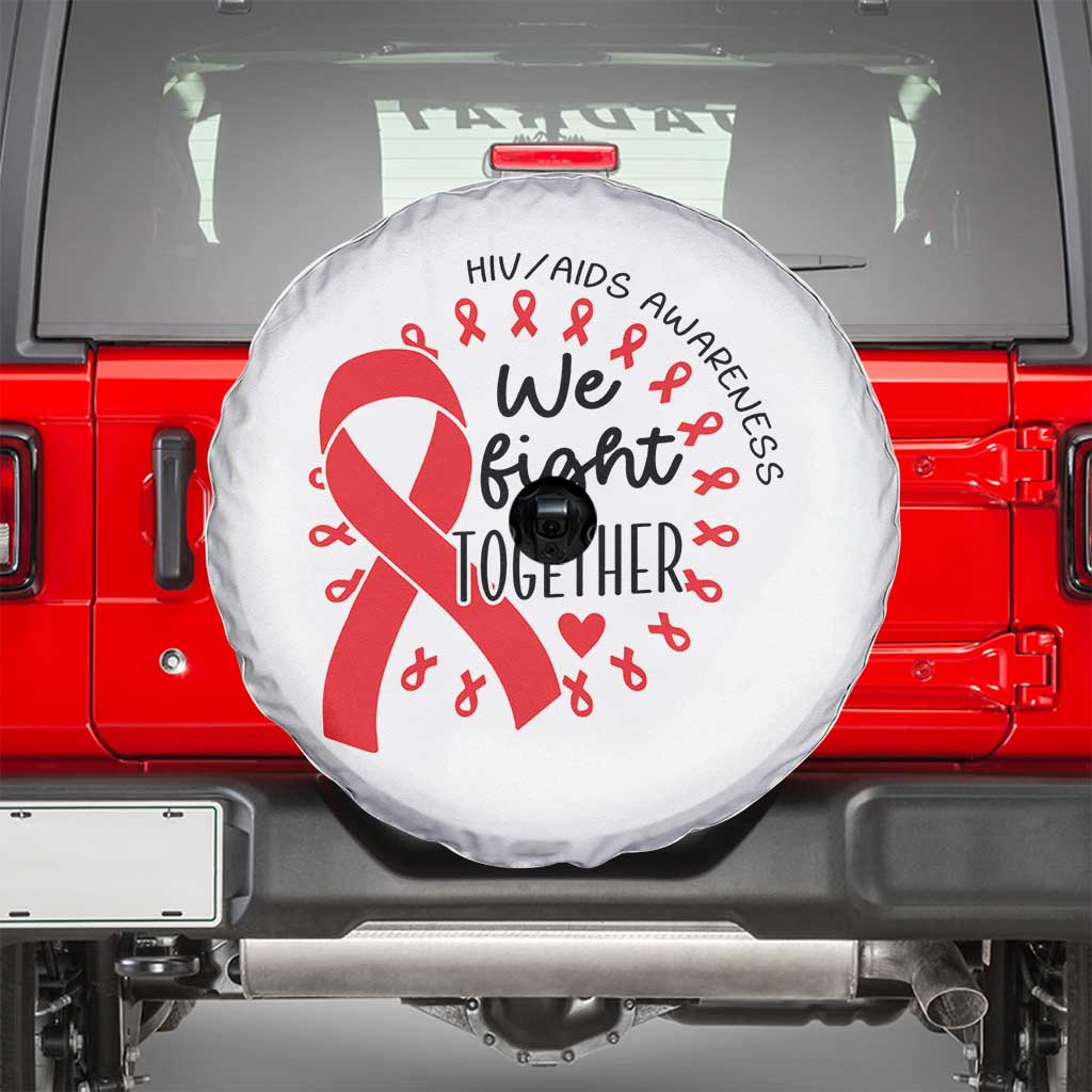 HIV Awareness Red Ribbon Support Gift Spare Tire Cover We Fight Together TS12 White Print Your Wear