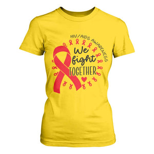 HIV Awareness Red Ribbon Support Gift T Shirt For Women We Fight Together TS12 Daisy Print Your Wear
