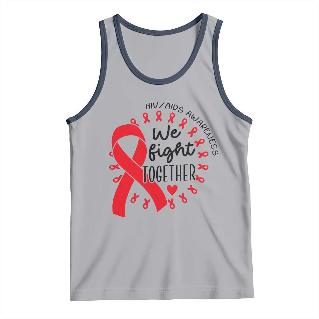 HIV Awareness Red Ribbon Support Gift Tank Top We Fight Together TS12 Athletic Heather Navy Print Your Wear
