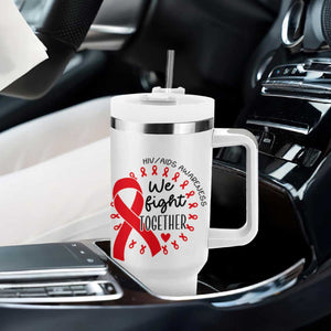 HIV Awareness Red Ribbon Support Gift Tumbler With Handle We Fight Together TS12 Print Your Wear