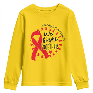 HIV Awareness Red Ribbon Support Gift Youth Sweatshirt We Fight Together TS12 Daisy Print Your Wear
