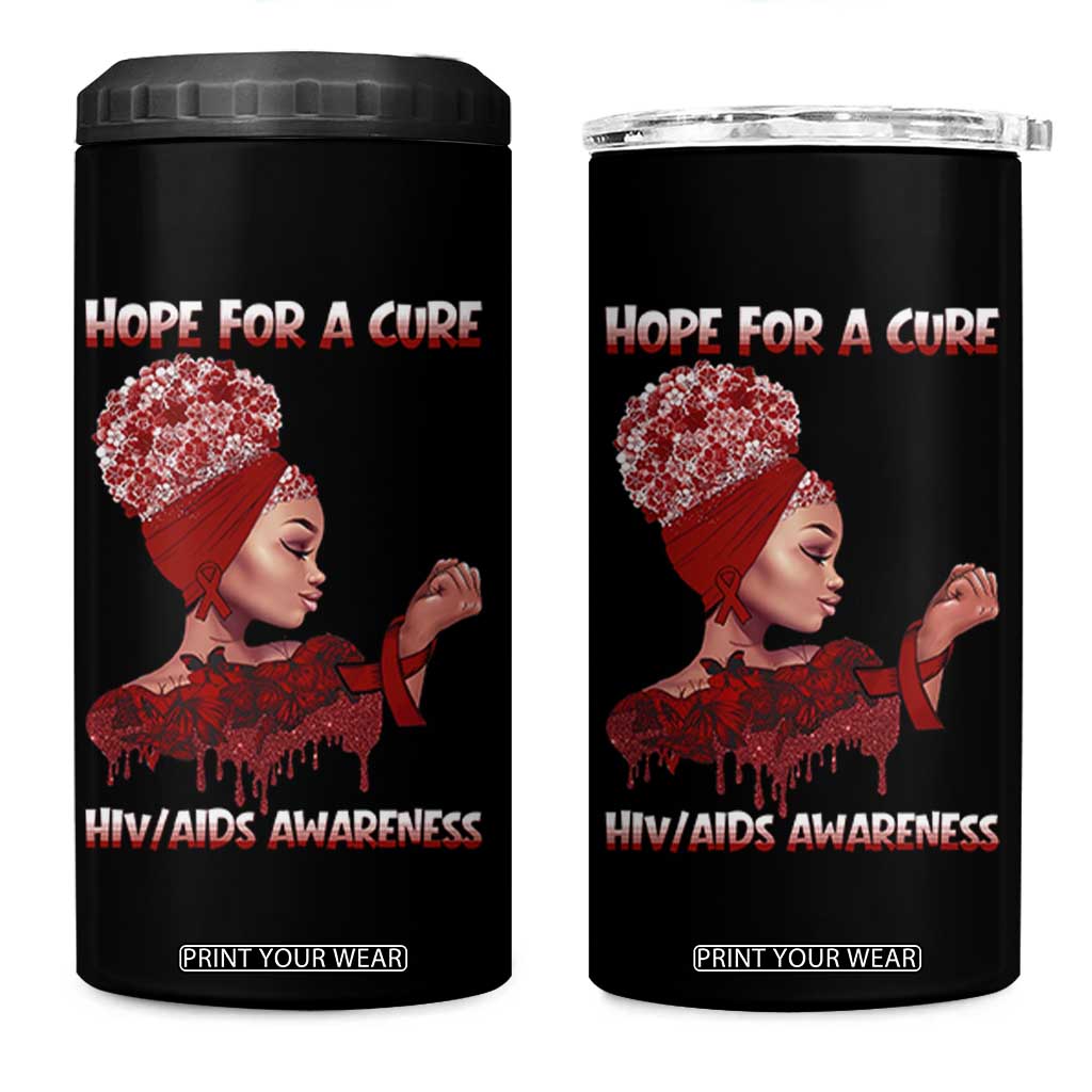Hope For A Cure HIV Awareness 4 in 1 Can Cooler Tumbler Support Squad Gift TS12 One Size: 16 oz Black Print Your Wear