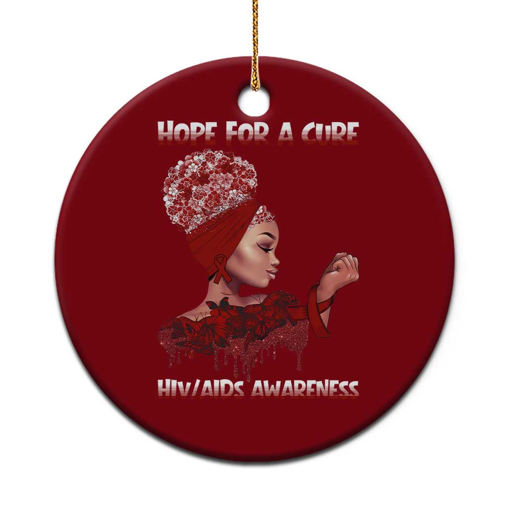 Hope For A Cure HIV Awareness Ceramic Ornament Support Squad Gift TS12 1pc Red Print Your Wear