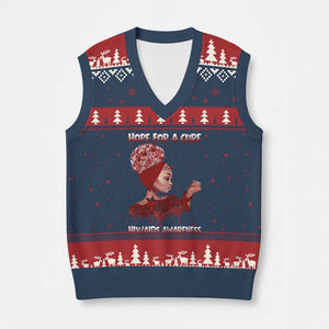 Hope For A Cure HIV Awareness V-Neck Knit Sweater Vest Support Squad Gift TS12 Navy Red Print Your Wear