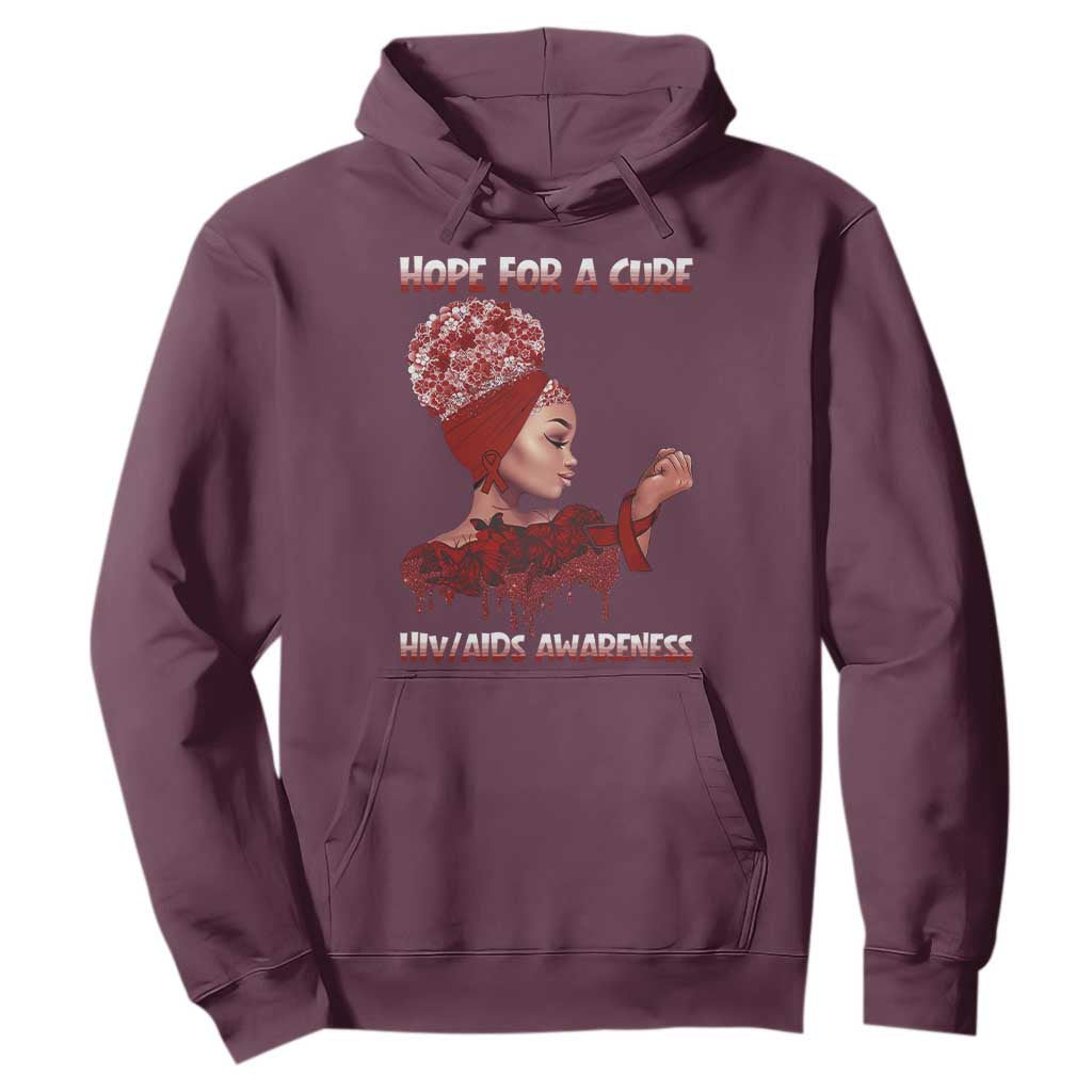 Hope For A Cure HIV Awareness Hoodie Support Squad Gift TS12 Maroon Print Your Wear