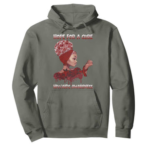Hope For A Cure HIV Awareness Hoodie Support Squad Gift TS12 Military Green Print Your Wear