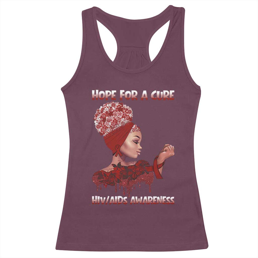 Hope For A Cure HIV Awareness Racerback Tank Top Support Squad Gift TS12 Maroon Print Your Wear