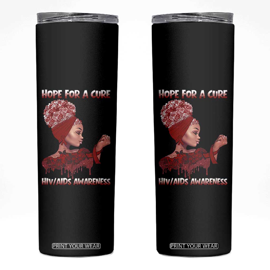 Hope For A Cure HIV Awareness Skinny Tumbler Support Squad Gift TS12 Black Print Your Wear