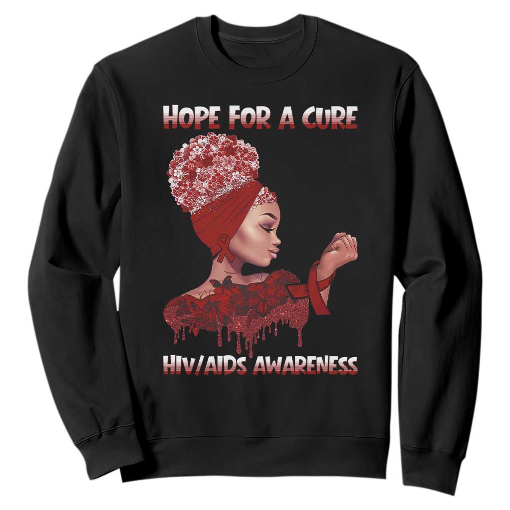Hope For A Cure HIV Awareness Sweatshirt Support Squad Gift TS12 Black Print Your Wear