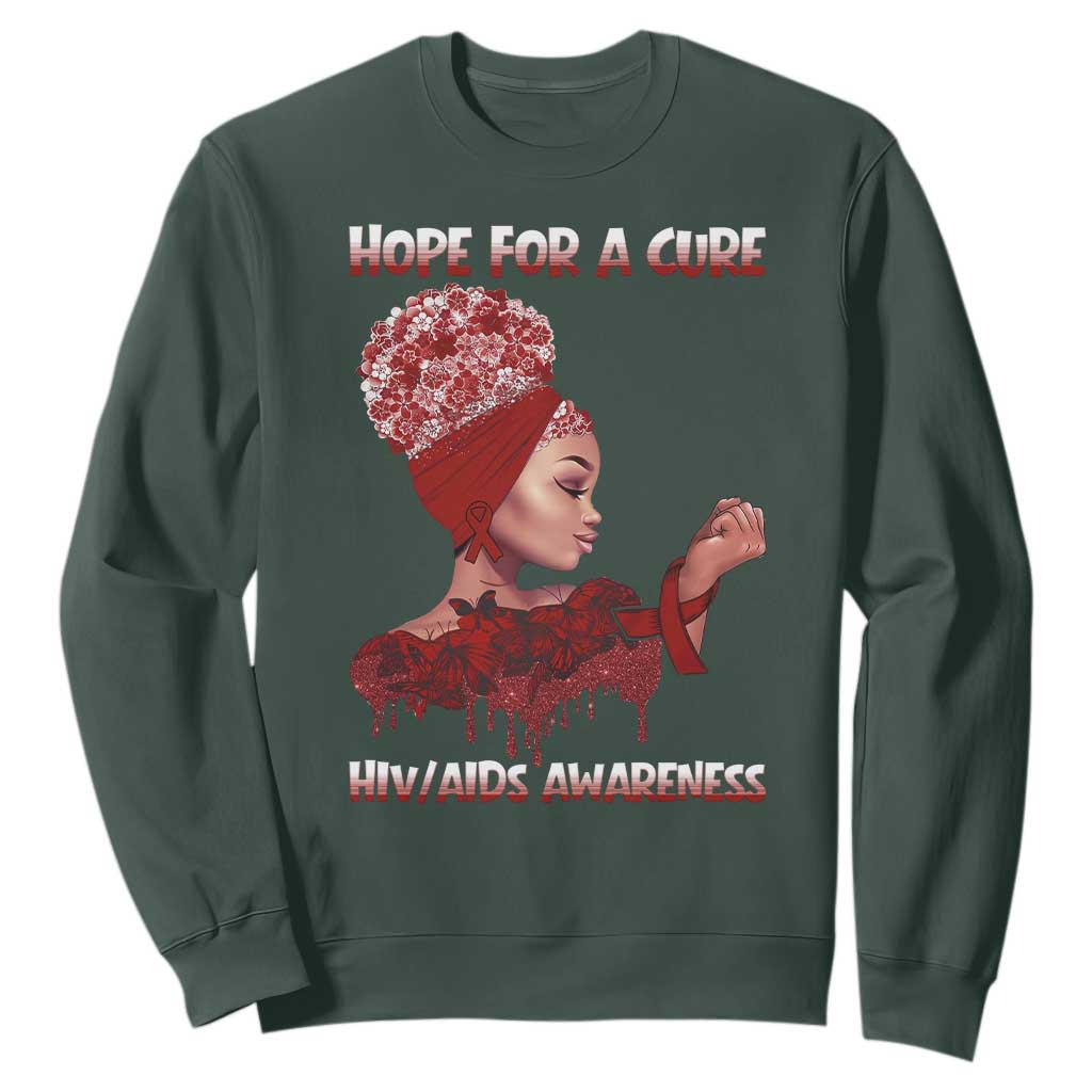 Hope For A Cure HIV Awareness Sweatshirt Support Squad Gift TS12 Dark Forest Green Print Your Wear