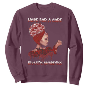 Hope For A Cure HIV Awareness Sweatshirt Support Squad Gift TS12 Maroon Print Your Wear