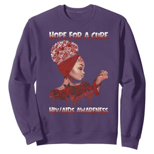Hope For A Cure HIV Awareness Sweatshirt Support Squad Gift TS12 Purple Print Your Wear