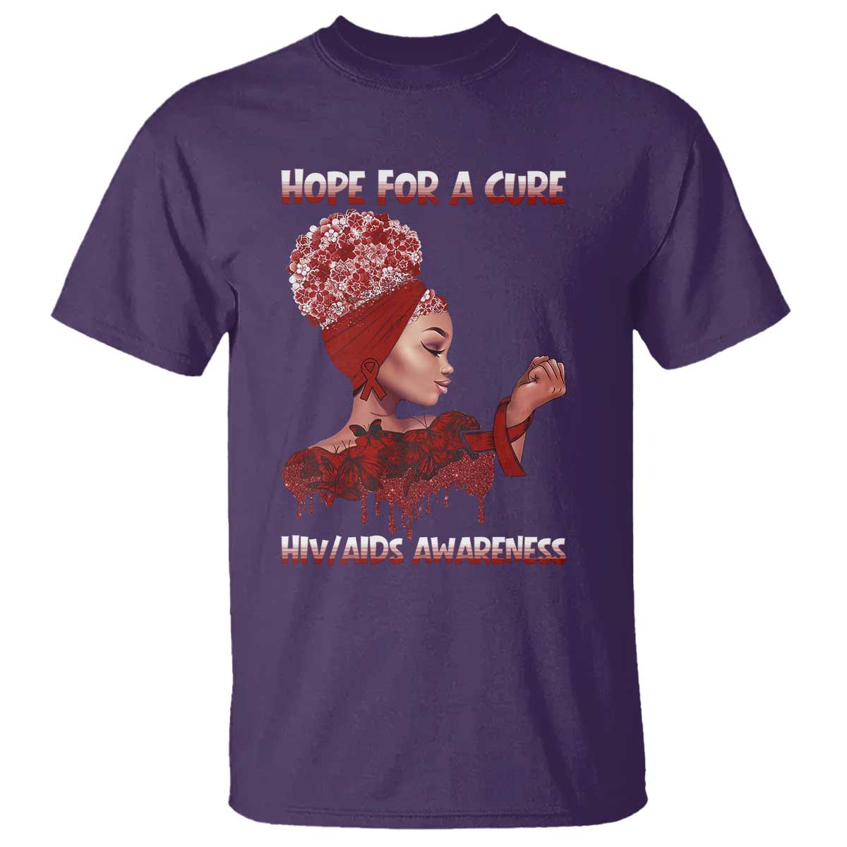 Hope For A Cure HIV Awareness T Shirt Support Squad Gift TS12 Purple Print Your Wear