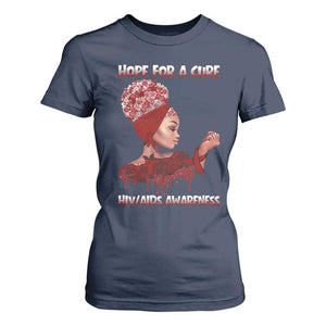 Hope For A Cure HIV Awareness T Shirt For Women Support Squad Gift TS12 Navy Print Your Wear