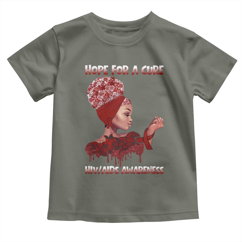 Hope For A Cure HIV Awareness Toddler T Shirt Support Squad Gift TS12 Military Green Print Your Wear