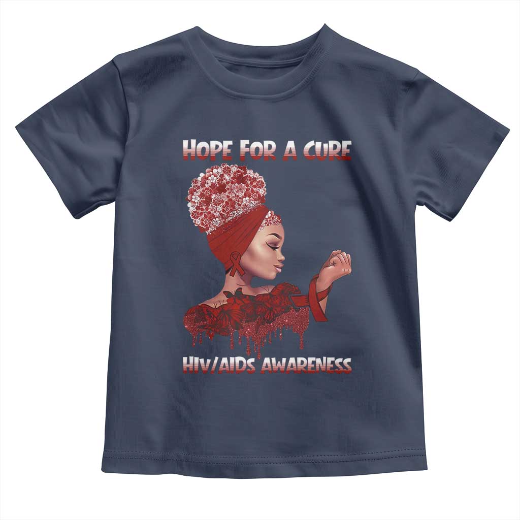 Hope For A Cure HIV Awareness Toddler T Shirt Support Squad Gift TS12 Navy Print Your Wear