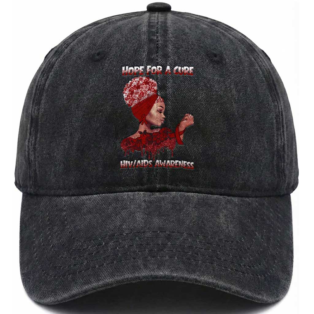 Hope For A Cure HIV Awareness Washed Cotton Baseball Cap Support Squad Gift TS12 Print Your Wear