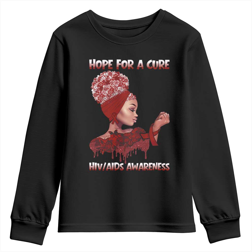 Hope For A Cure HIV Awareness Youth Sweatshirt Support Squad Gift TS12 Black Print Your Wear