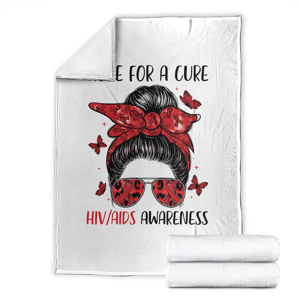 Hope For A Cure HIV Awareness Throw Blanket Strong Woman Red Ribbon Gift TS12 White Print Your Wear