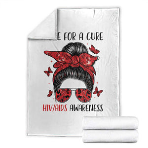 Hope For A Cure HIV Awareness Throw Blanket Strong Woman Red Ribbon Gift TS12 White Print Your Wear