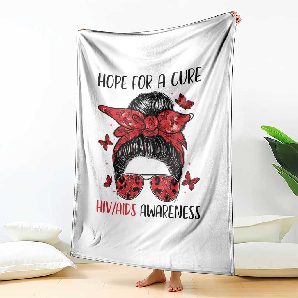 Hope For A Cure HIV Awareness Throw Blanket Strong Woman Red Ribbon Gift TS12 Print Your Wear