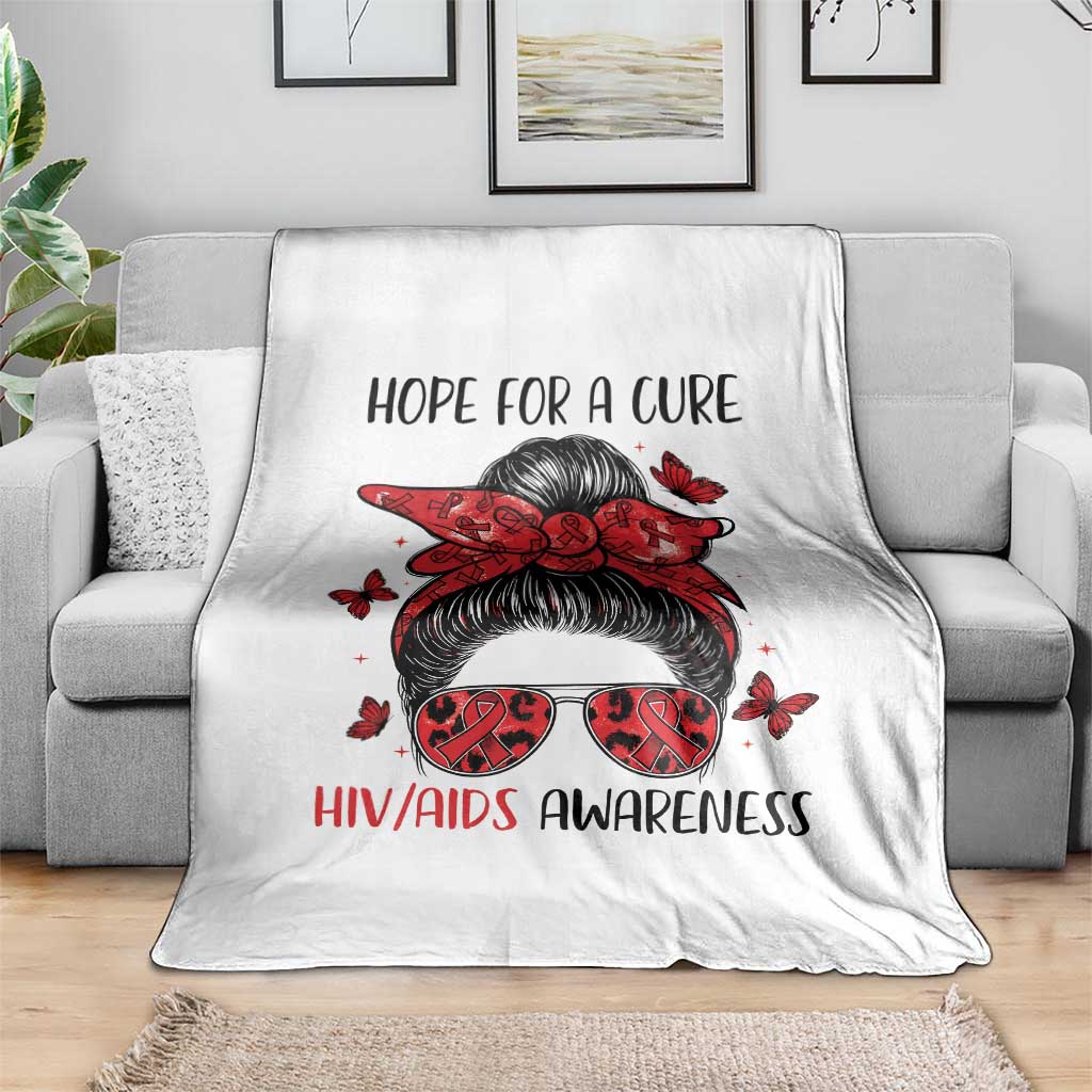 Hope For A Cure HIV Awareness Throw Blanket Strong Woman Red Ribbon Gift TS12 Print Your Wear