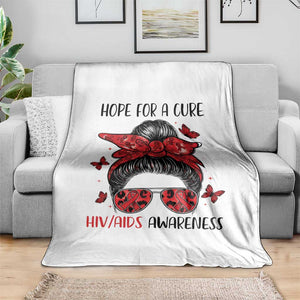 Hope For A Cure HIV Awareness Throw Blanket Strong Woman Red Ribbon Gift TS12 Print Your Wear