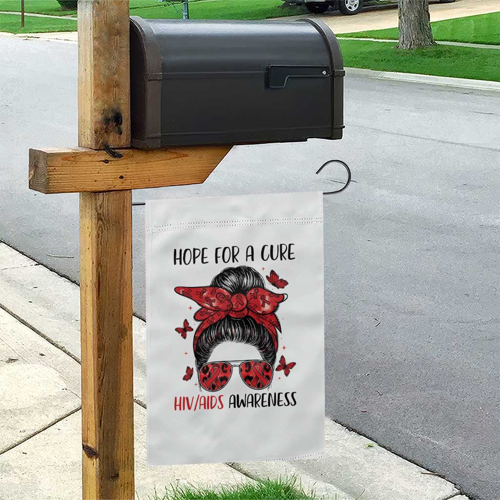 Hope For A Cure HIV Awareness Garden Flag Strong Woman Red Ribbon Gift TS12 Print Your Wear