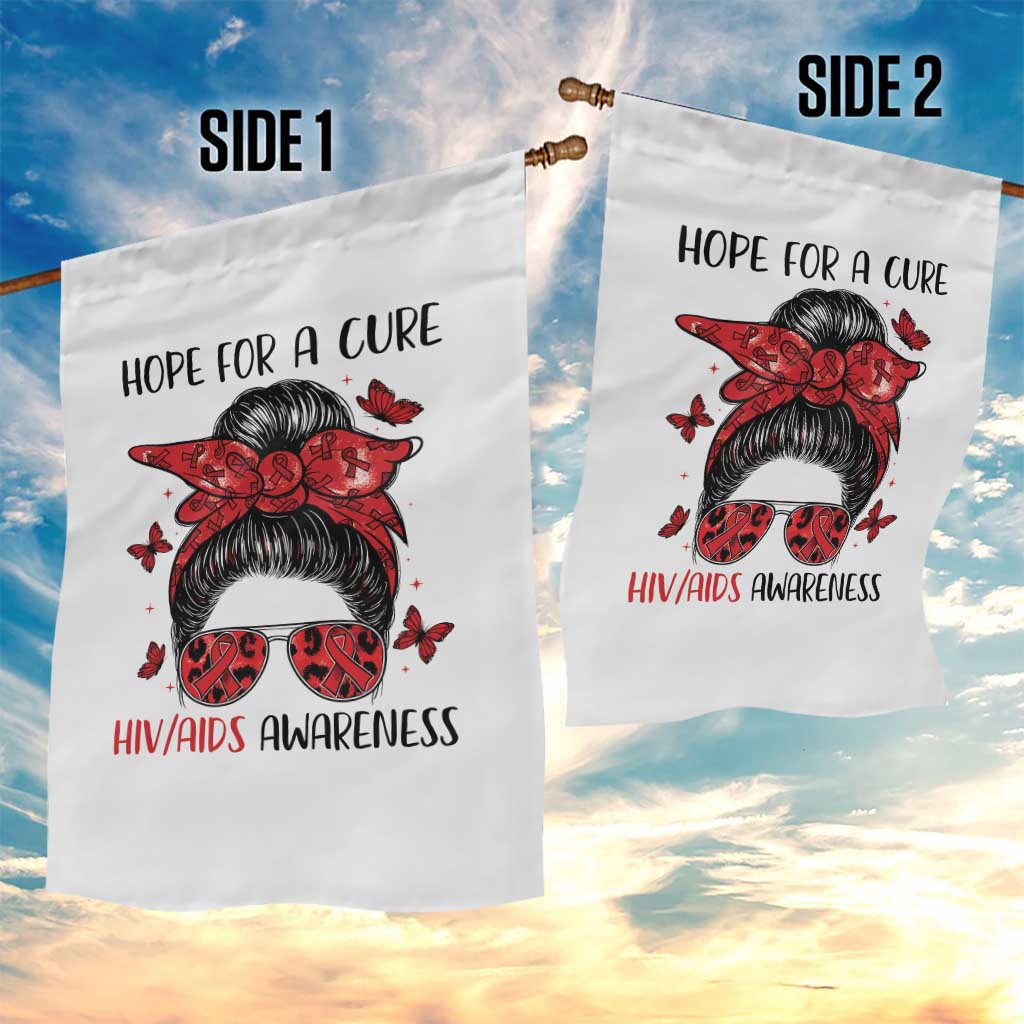 Hope For A Cure HIV Awareness Garden Flag Strong Woman Red Ribbon Gift TS12 Print Your Wear
