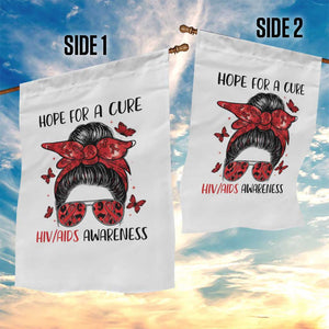 Hope For A Cure HIV Awareness Garden Flag Strong Woman Red Ribbon Gift TS12 Print Your Wear